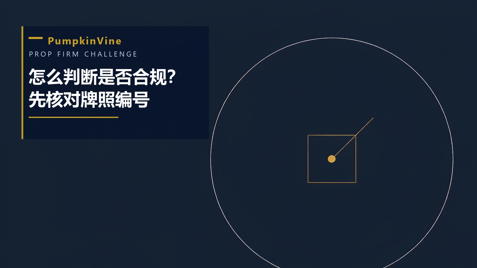 PumpkinVine 自营交易挑战:核对牌照编号的方法,抽象圆环与金色中心点